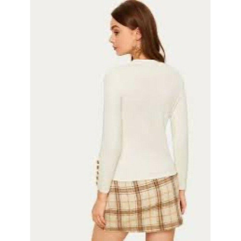 NEW! Shein Button Cuff Ribbed Sweater One- size